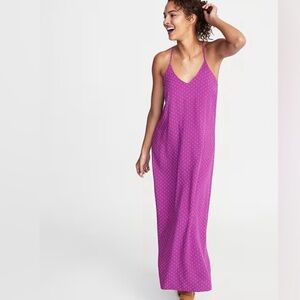 Old Navy Women’s V-Neck Maxi Shift Dress In Polka Dot Potent Purple Plus SZ XXL